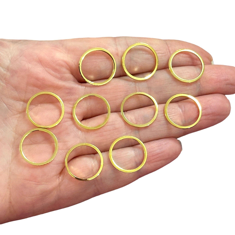 Anneaux de connecteur plaqués or 24 carats de 16 mm, anneaux en or fermés de 16 mm, 10 pièces dans un paquet