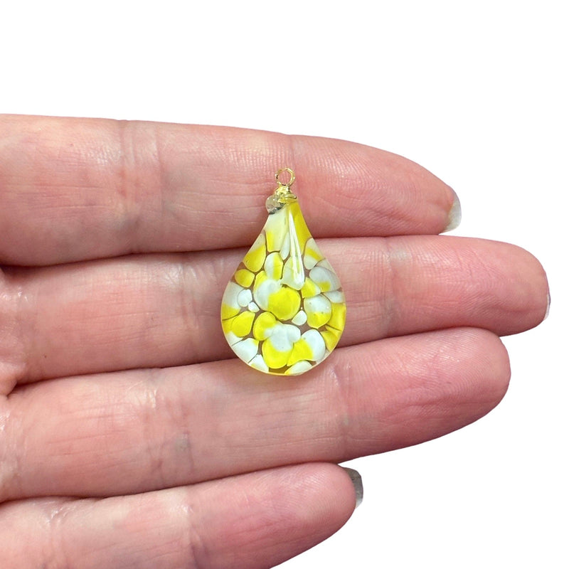 Hand Made Murano Glass Drop Charm With 24Kt Gold Plated Pin