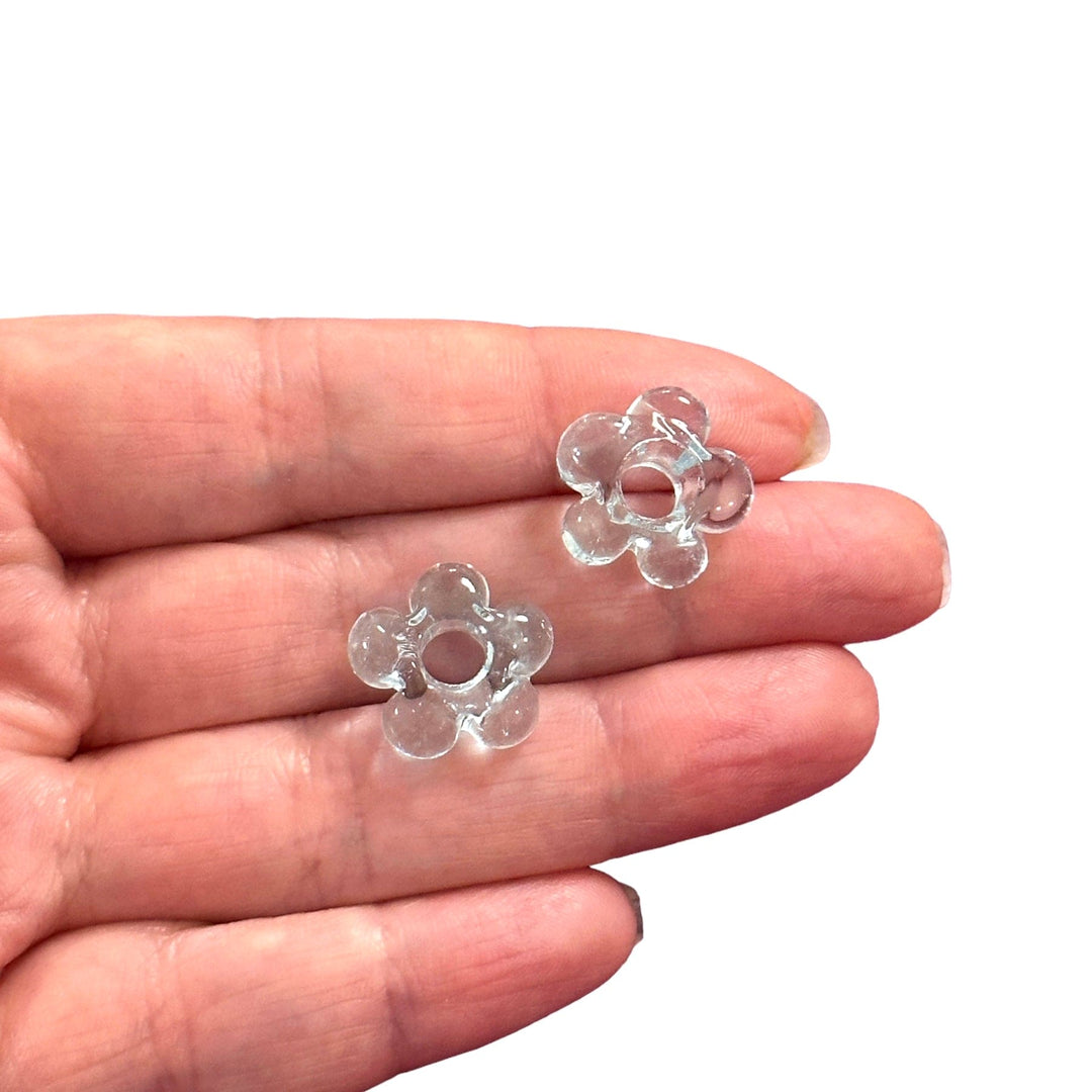 Hand Made Murano Glass Flower Charms With 5mm Holes, 2 pcs in a pack