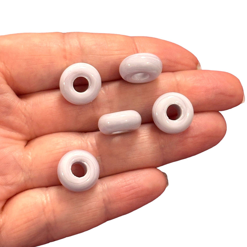 Hand Made Murano Glass Rondelle Beads With 5mm Holes, 5 pcs in a pack