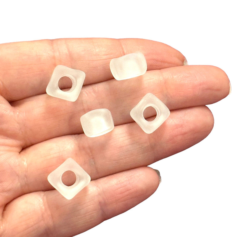 Hand Made Murano Glass Frosted Square Beads With 5mm Holes, 5 pcs in a pack