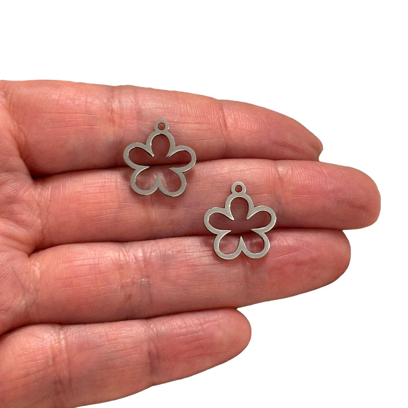 Stainless Steel Flower Charms, 2 pcs in a pack