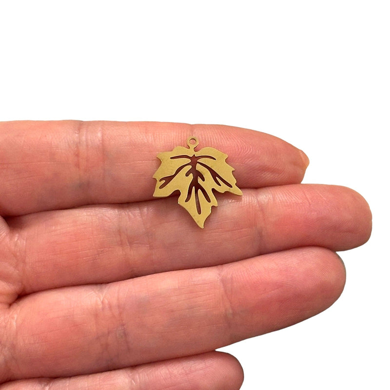 Stainless Steel 24Kt Gold Plated Leaf Charm
