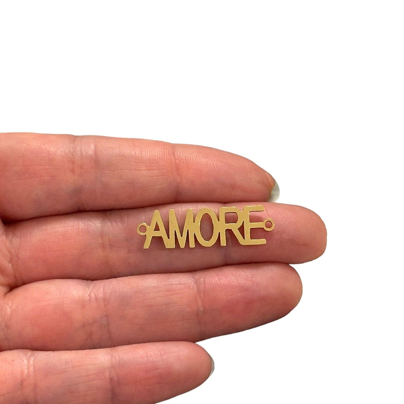 Stainless Steel 24Kt Gold Plated Amore Connector Charm