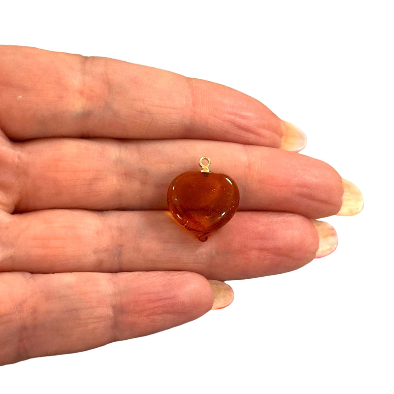 Hand Made Murano Glass Heart Charm With 24Kt Gold Plated Pin
