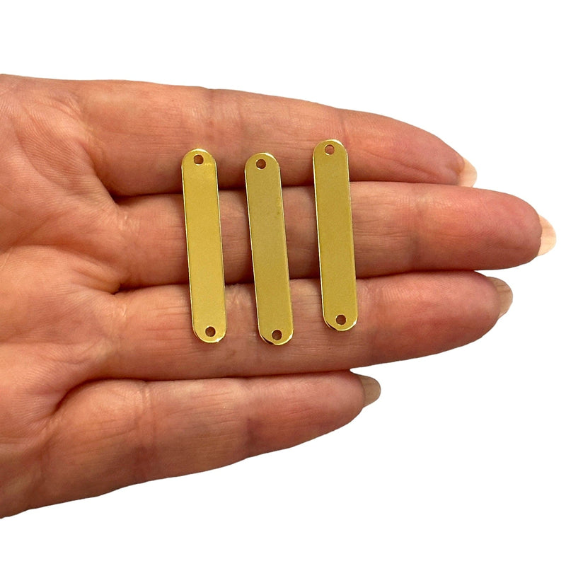 24Kt Gold Plated Oval Bar Connector Charms, 3 pcs in a pack