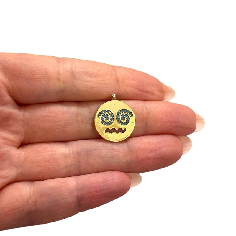 24Kt Gold Plated CZ Micro Pave Emoji Charm