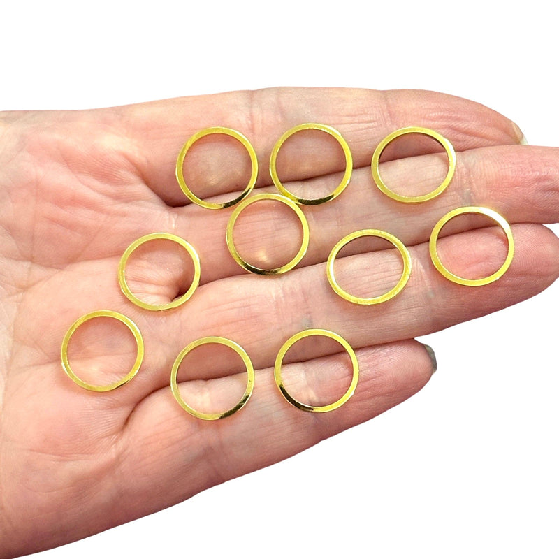 Anneaux de connecteur plaqués or 24 carats de 14 mm, anneaux en or fermés de 14 mm, 10 pièces dans un paquet