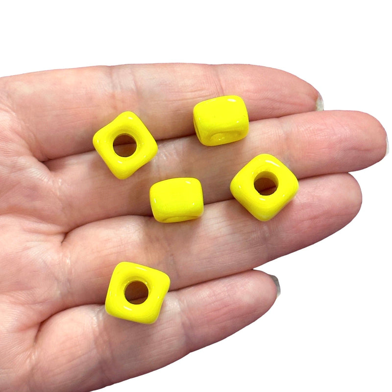 Hand Made Murano Glass Square Beads With 5mm Holes, 5 pcs in a pack