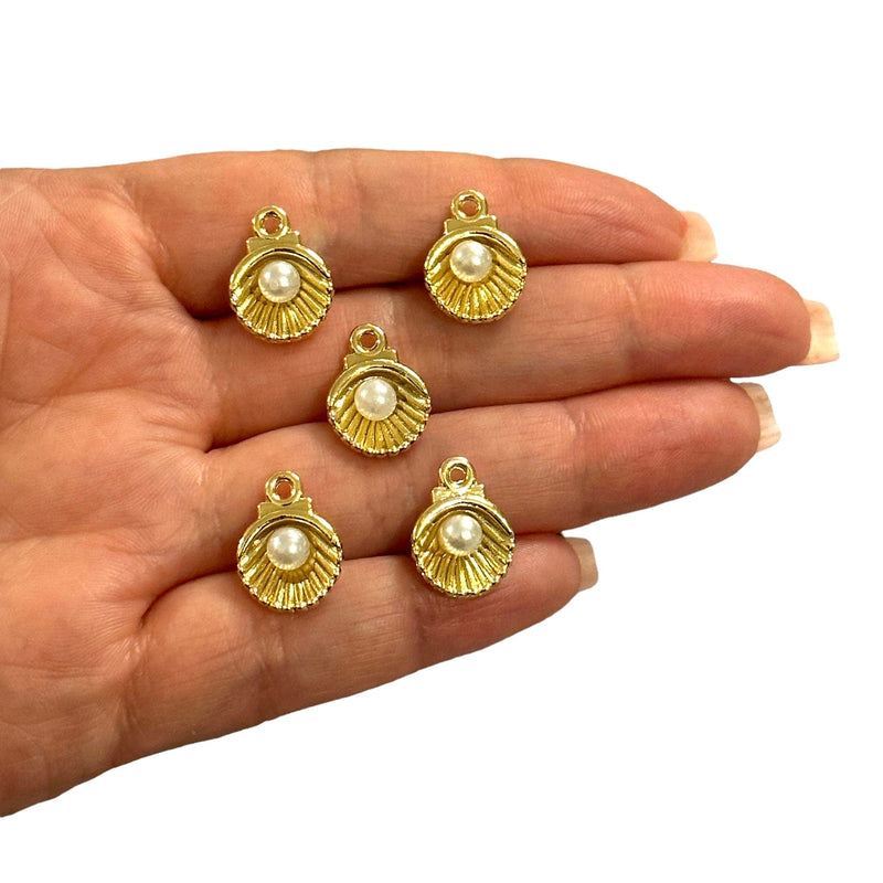 24 Karat vergoldete Austern-Charms mit Perle, 5 Stück in einer Packung,