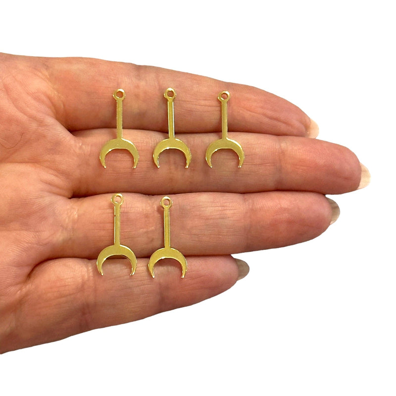24Kt Gold Plated Crescent Stick Charms, 5 pcs in a pack