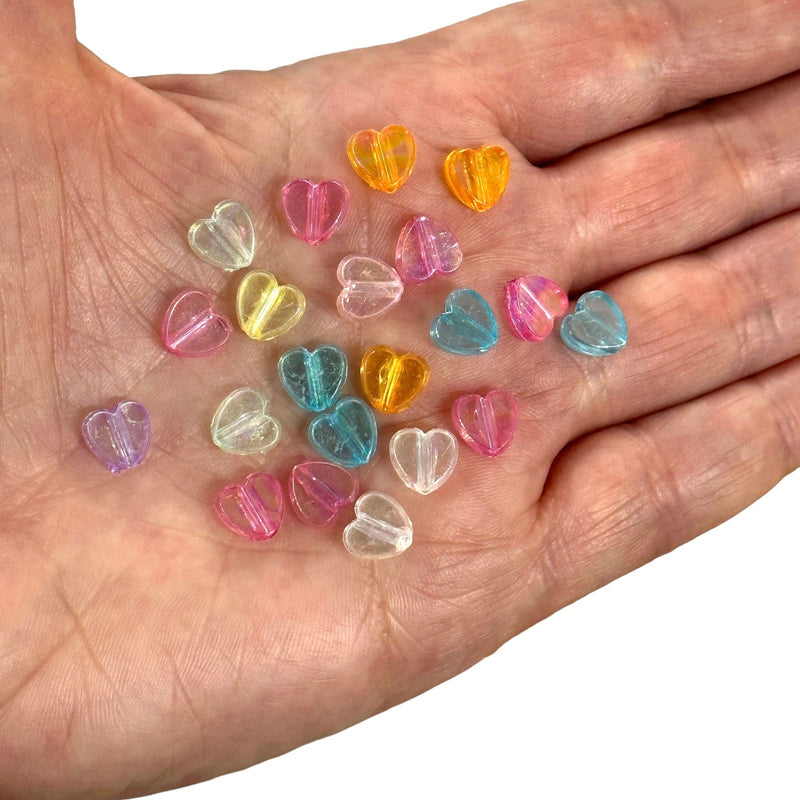 Acrylic Heart Beads, 8mm Acrylic Heart Beads, Assorted 50 Gr Pack, Approx 350 Beads in a Pack