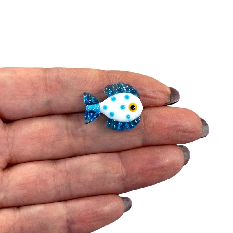 Hand Made Murano Glass Fish Charm, Horizontal Hole Murano Glass Fish Charm