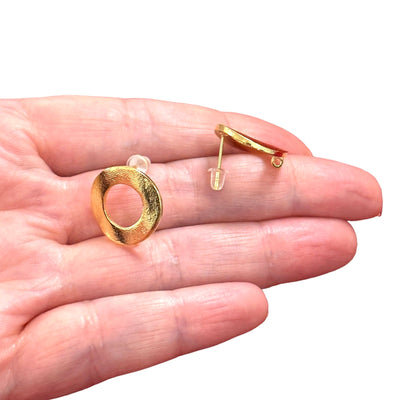 24Kt Gold Plated  Brass Stud Earrings, 2 pcs in a pack