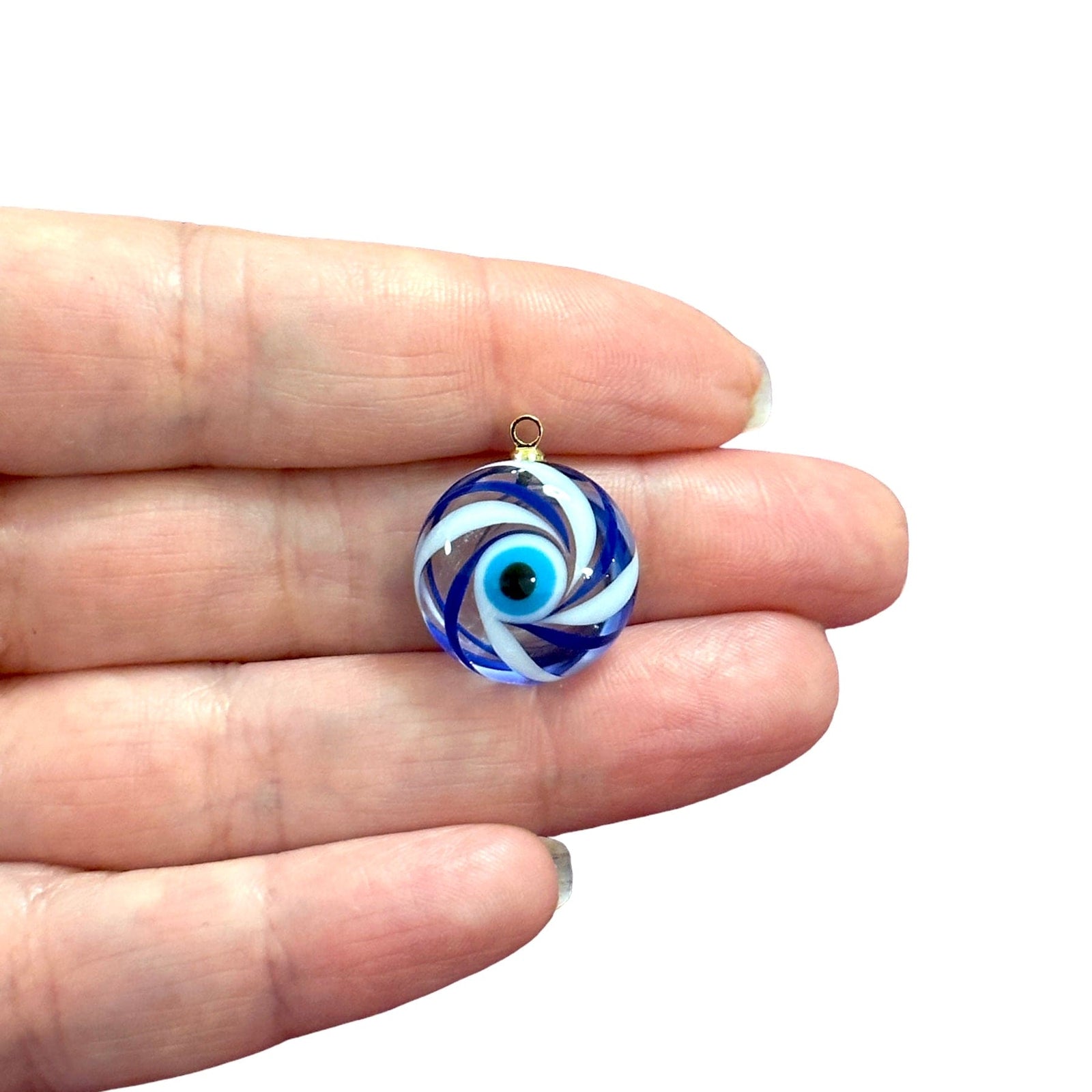 Hand Made Murano Glass Evil Eye Charm With 24Kt Gold Plated Pin