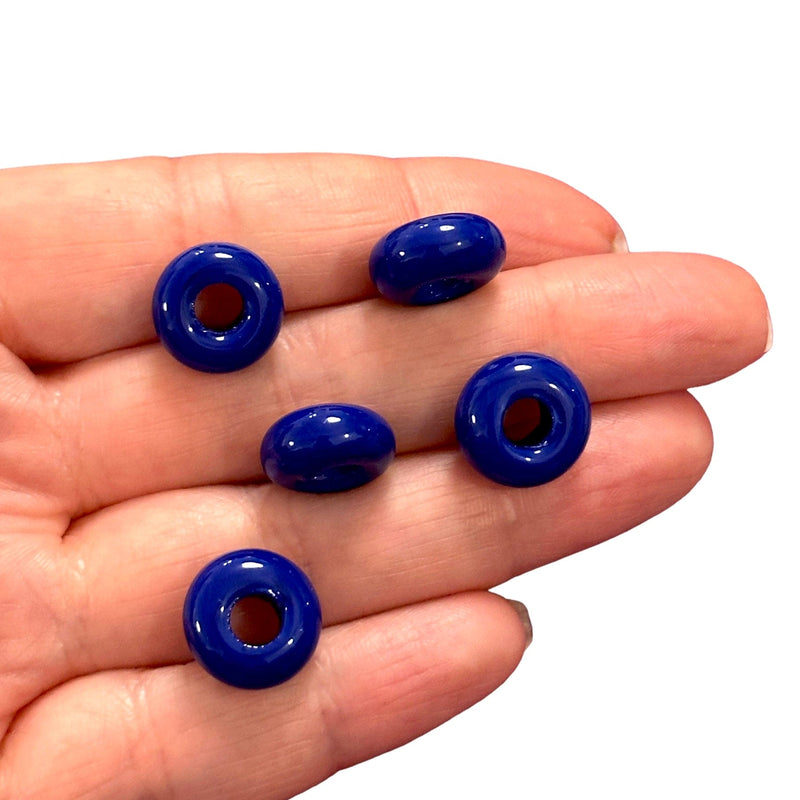 Hand Made Murano Glass Rondelle Beads With 5mm Holes, 5 pcs in a pack