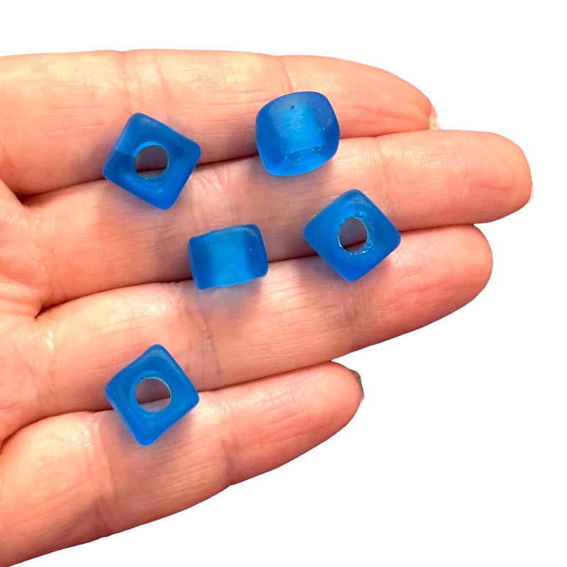 Hand Made Murano Glass Frosted Square Beads With 5mm Holes, 5 pcs in a pack