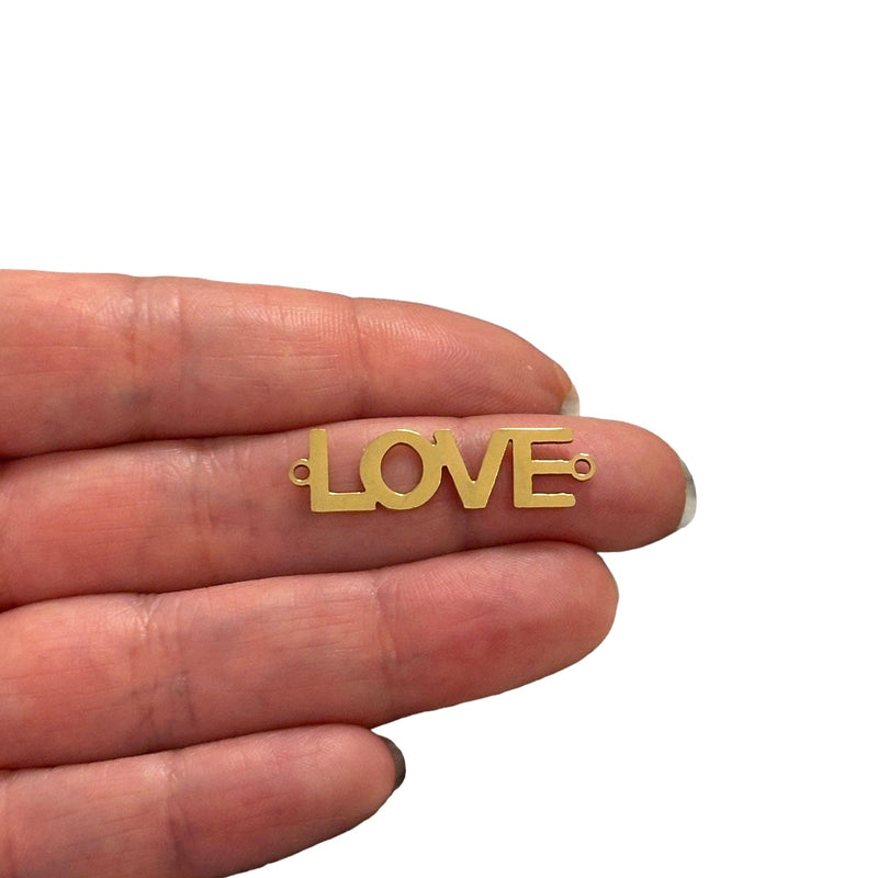 Stainless Steel 24Kt Gold Plated Love Connector Charm