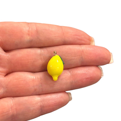 Hand Made Murano Glass Lemon Charm With 24Kt Gold Plated Pin