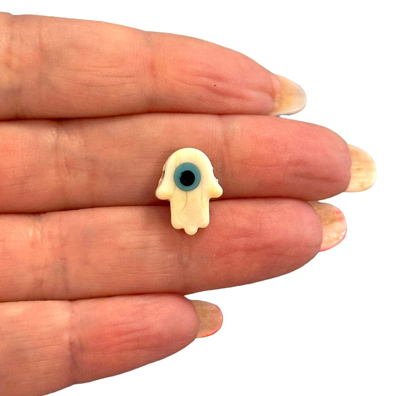 Hand Made Murano Glass Ivory Hamsa Charm
