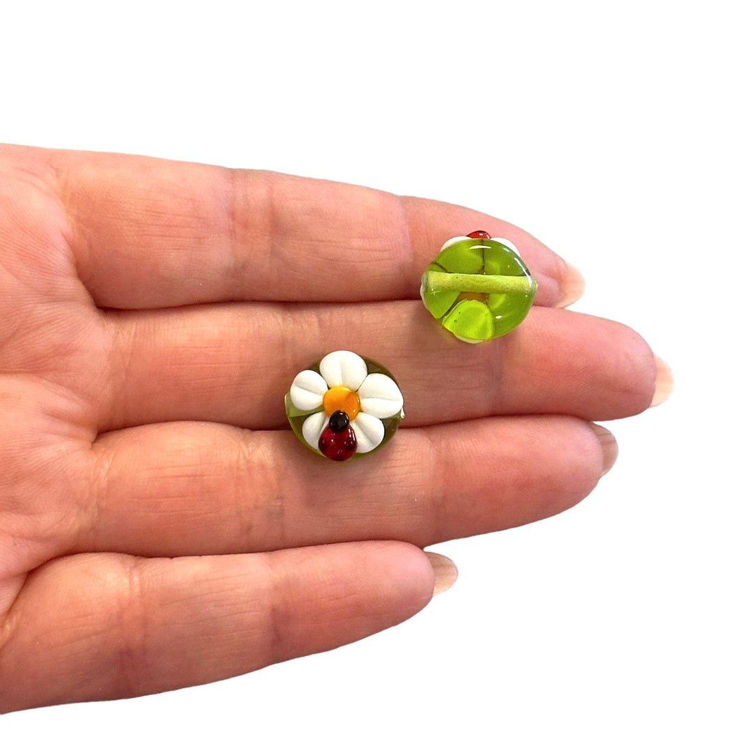 Hand Made Murano Glass Daisy&amp;Ladybird Charm