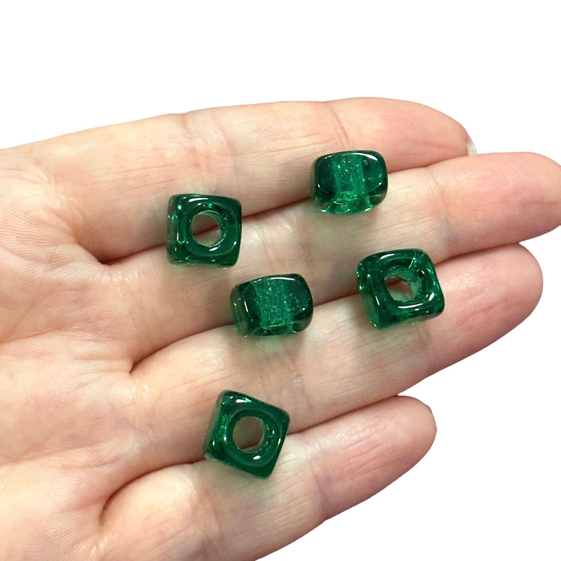 Hand Made Murano Glass Square Beads With 5mm Holes, 5 pcs in a pack