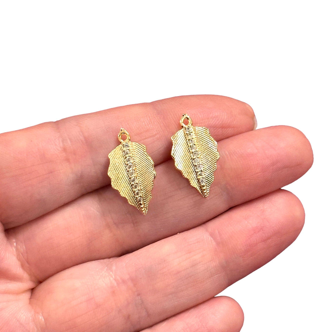 24Kt Gold Plated CZ Micro Pave Drop Charms, 2 pcs in a pack