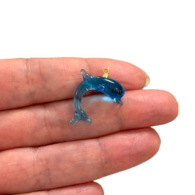 Hand Made Murano Glass Dolphin Charm With 24Kt Gold Plated Pin