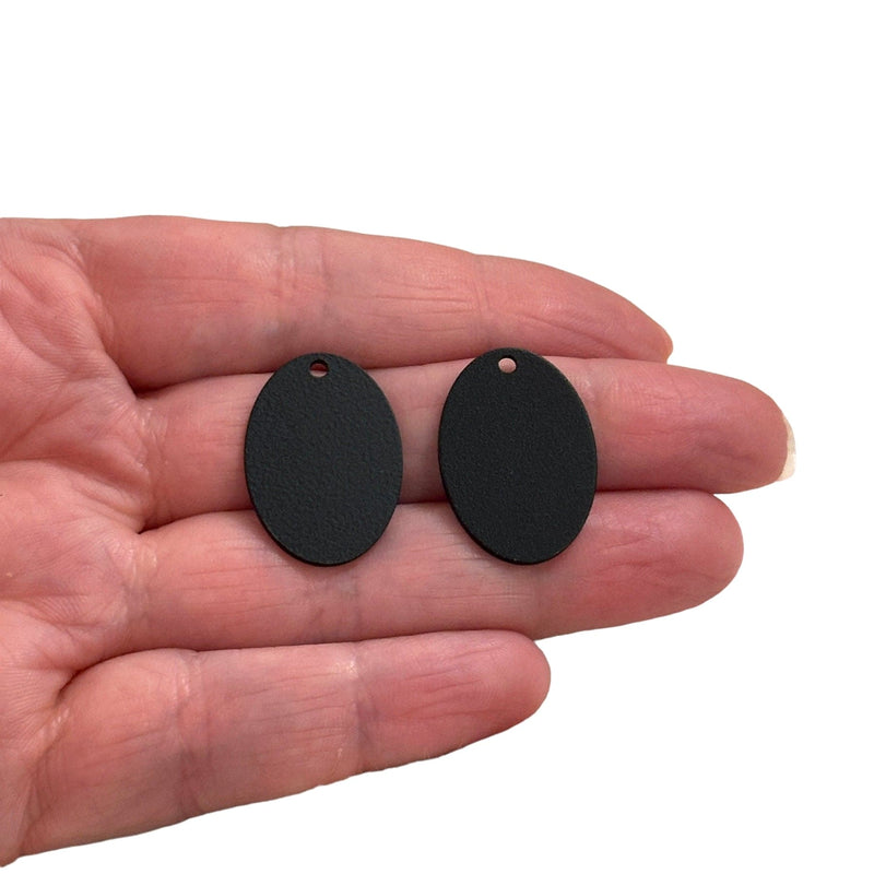 Black Plated 24x17mm Oval Tag Charms, Black Oval Tag Charms, 2 pcs in a pack