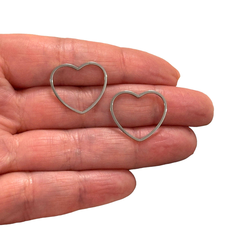 Stainless Steel Plated 20mm Heart Connector Charms