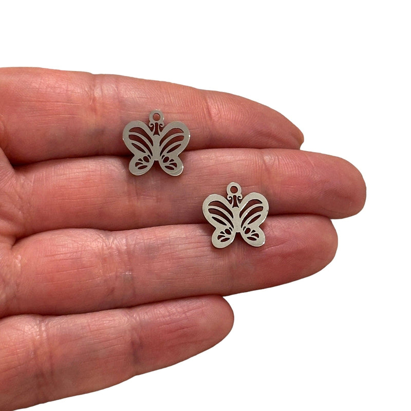 Stainless Steel Butterfly Charms, 2 pcs in a pack