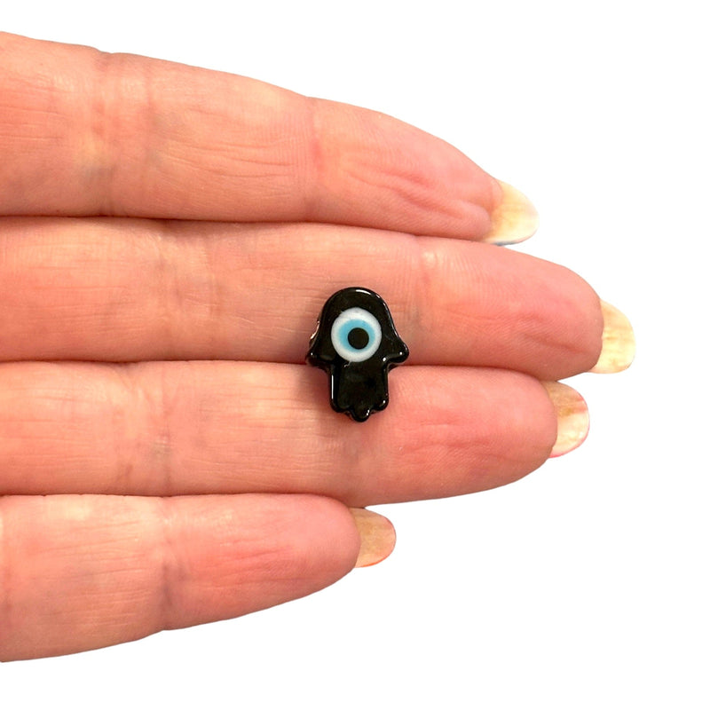 Hand Made Murano Glass Black Hamsa Charm