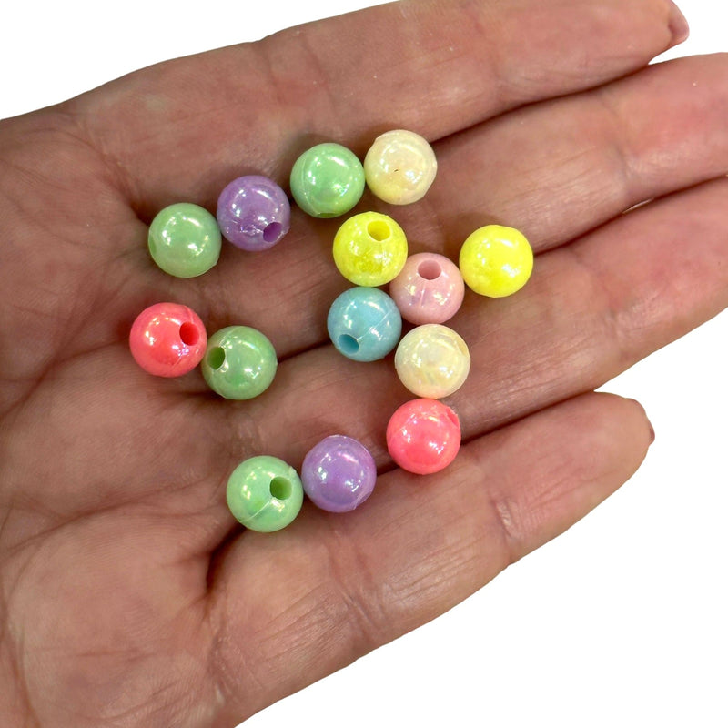 Acrylic Round Beads, 8mm Acrylic Round Beads, Assorted 50 Gr Pack, Approx 215 Beads in a Pack