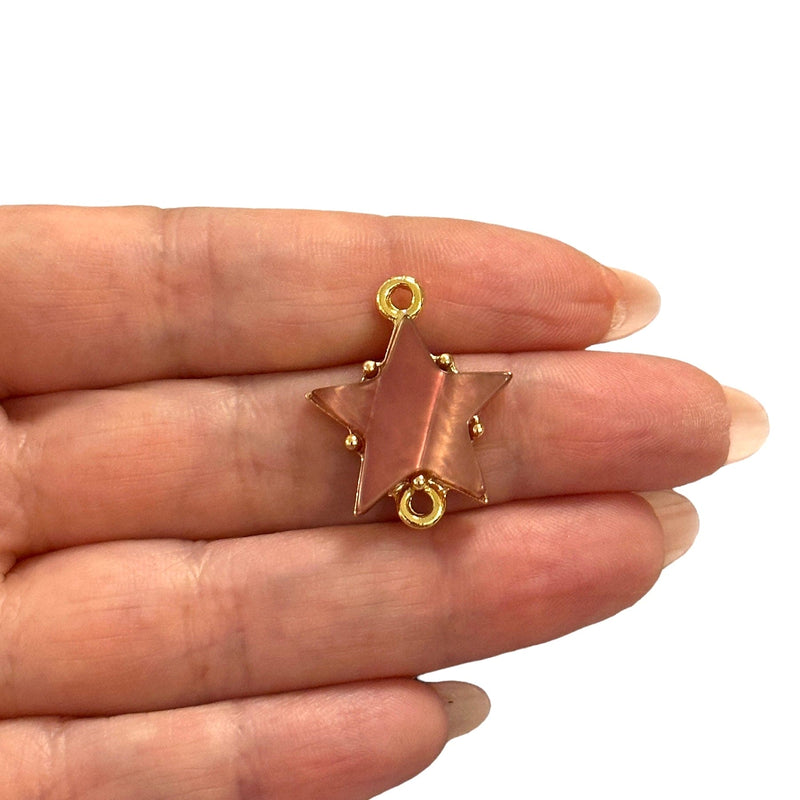 24Kt Gold Plated Brass&Hand Made Resin Star Double Loop Connector Charm