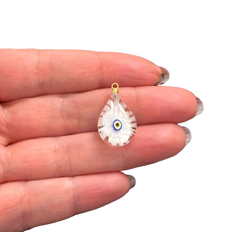 Hand Made Murano Glass Evil Eye Charm With 24Kt Gold Plated Pin