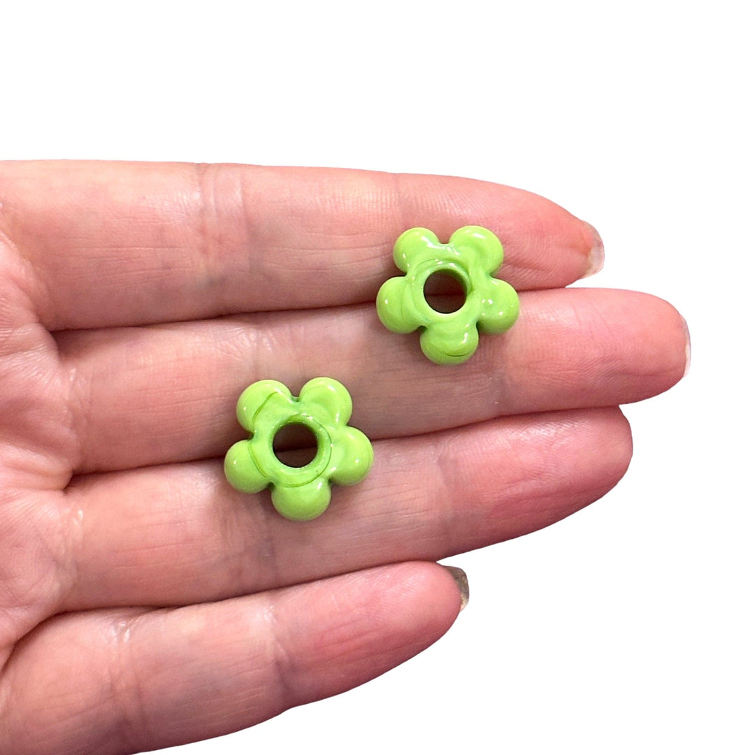 Hand Made Murano Glass Flower Charms With 5mm Holes, 2 pcs in a package