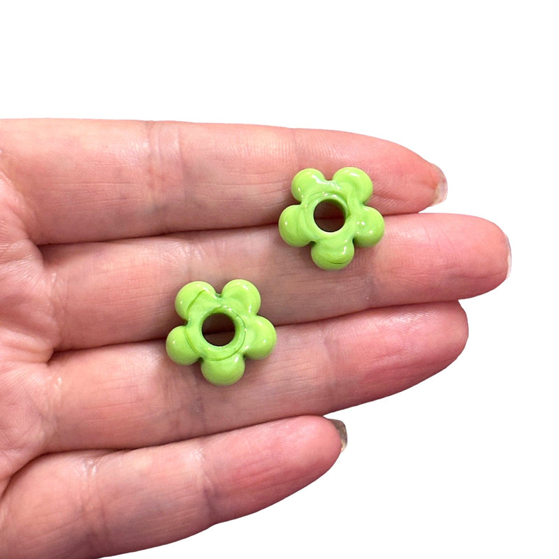 Hand Made Murano Glass Flower Charms With 5mm Holes, 2 pcs in a package