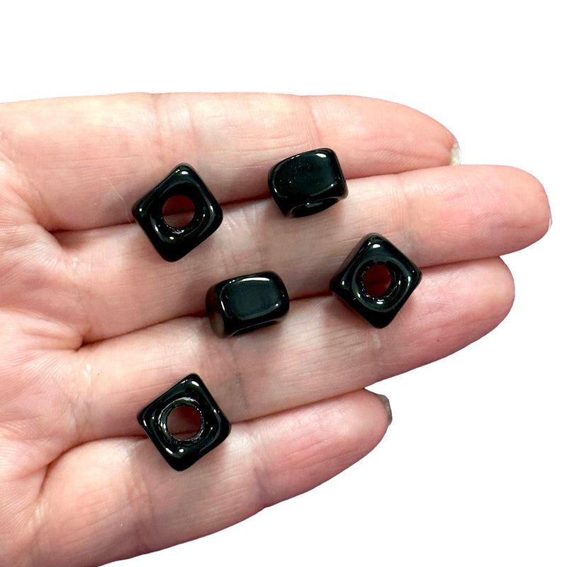Hand Made Murano Glass Square Beads With 5mm Holes, 5 pcs in a pack