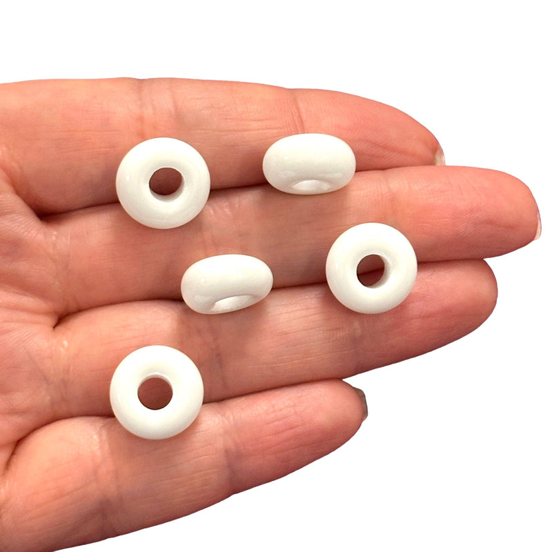Hand Made Murano Glass Rondelle Beads With 5mm Holes, 5 pcs in a pack