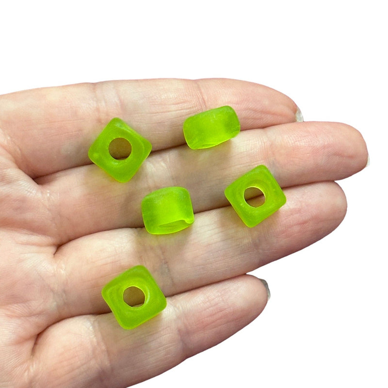 Hand Made Murano Glass Frosted Square Beads With 5mm Holes, 5 pcs in a pack