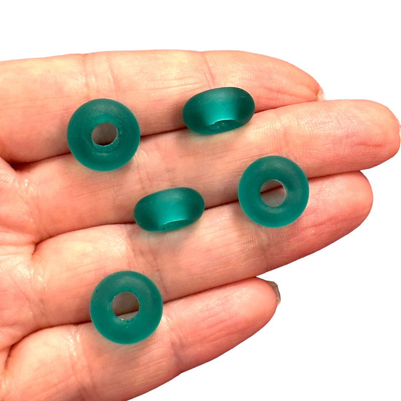 Hand Made Murano Glass Frosted Rondelle Beads With 5mm Holes, 5 pcs in a pack