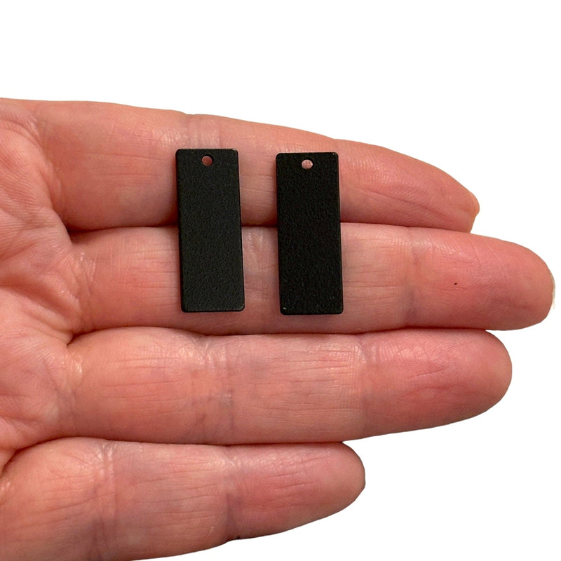 Black Plated 24x9mm Rectangle Tag Charms, Black Rectangle Tag Charms, 2 pcs in a pack
