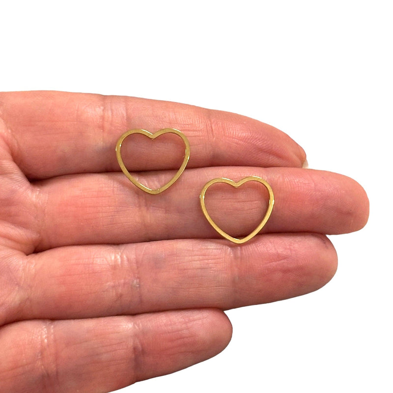 Stainless Steel 24Kt Gold Plated 16mm Heart Connector Charms