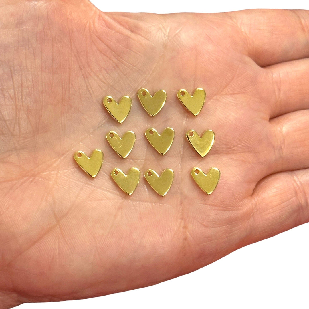 24Kt Gold Plated Heart Charms, 10 pcs in a pack
