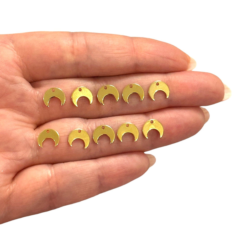 24Kt Gold Plated Crescent Charms, 10pcs in a pack