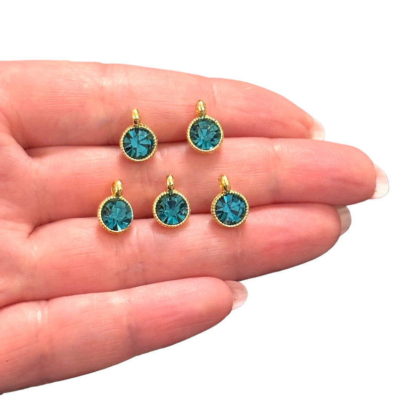 24Kt Gold Plated Blue Zircon Swarovski Charms, 5 pcs in a pack