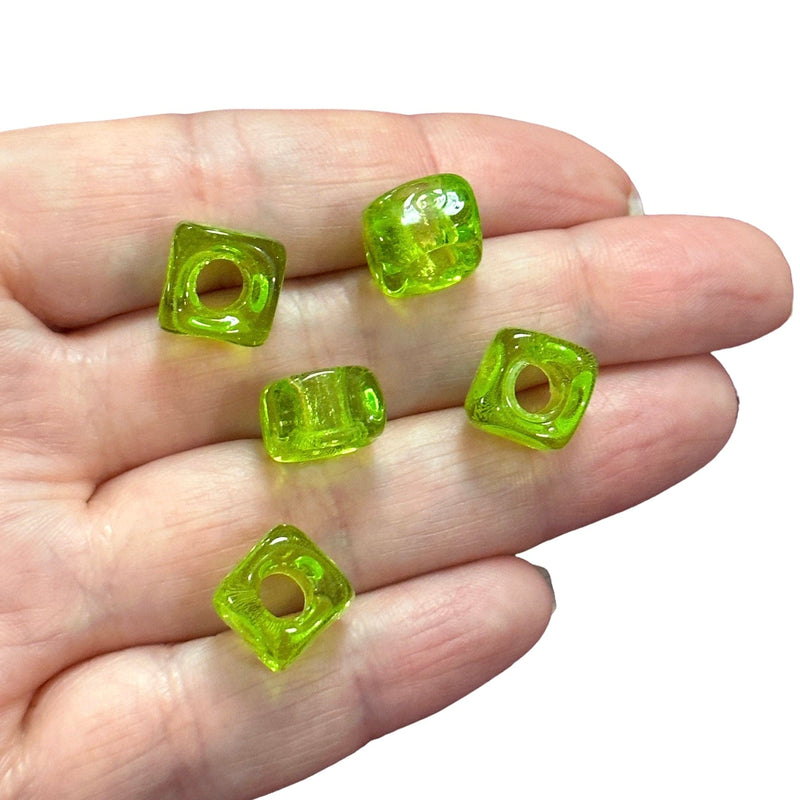 Hand Made Murano Glass Square Beads With 5mm Holes, 5 pcs in a pack