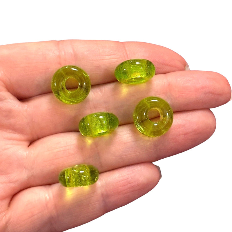 Hand Made Murano Glass Rondelle Beads With 5mm Holes, 5 pcs in a pack