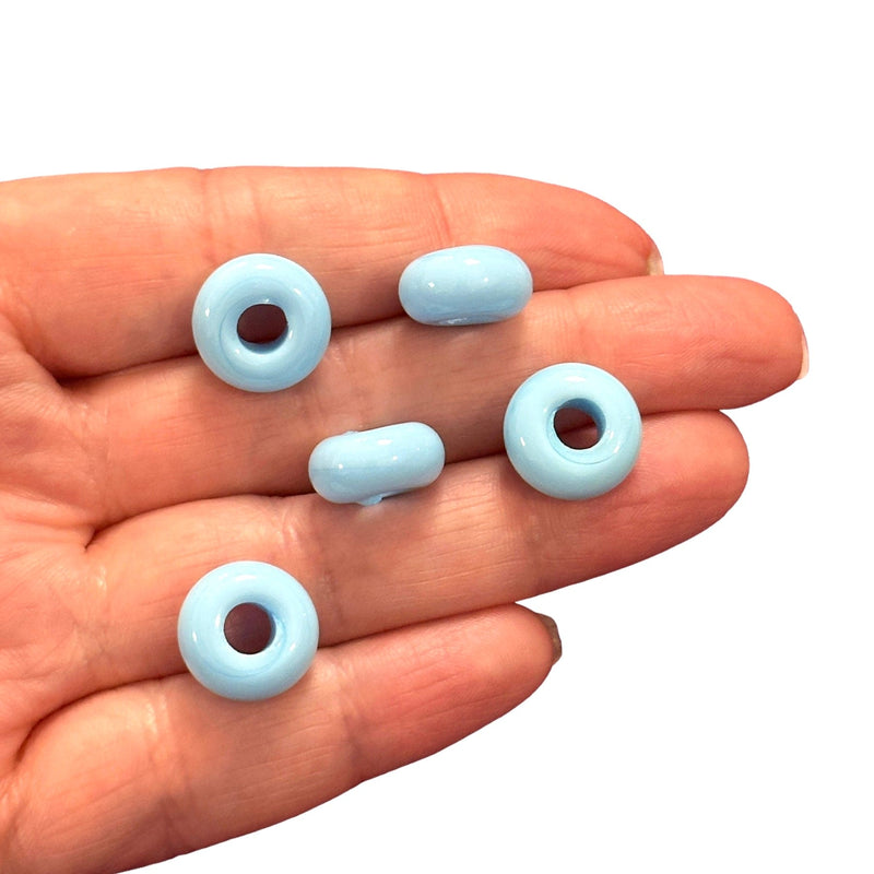 Hand Made Murano Glass Rondelle Beads With 5mm Holes, 5 pcs in a pack