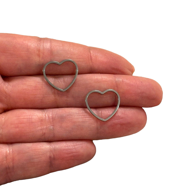 Stainless Steel 16mm Heart Connector Charms